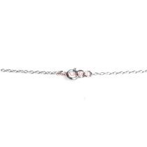 1x Rhodium on Sterling Silver Round Clear CZ Charm Link Rolo Cable Chain Necklace w/ Spring Clasp 40"