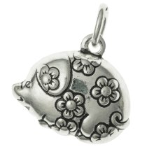 1x Antique 925 Sterling Silver Chinese Boar/pig Dangle Charm Pendant