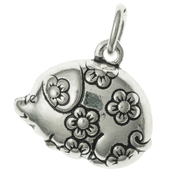 1x Antique 925 Sterling Silver Chinese Boar/pig Dangle Charm Pendant
