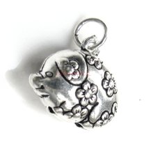 1x Antique 925 Sterling Silver Chinese Boar/pig Dangle Charm Pendant
