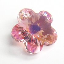 2x Swarovski Elements Crystal 6744 Light Rose AB Flower Charm Bead 14mm