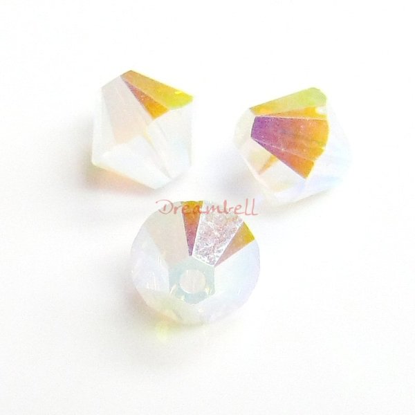 12 Swarovski Elements Xilion Crystal 5328 White Opal 2x AB 6mm
