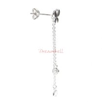 2x Sterling Silver Butterfly Chains and Round Clear CZ Dangle Charm Earring Posts
