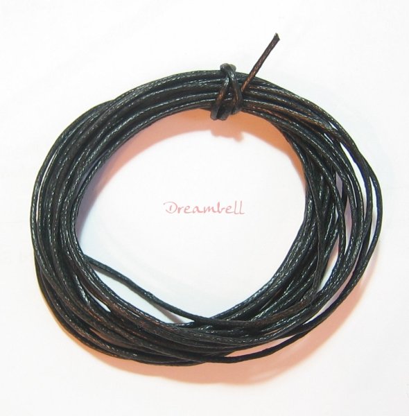 5 Yards Waxed Cotton Bead Stringing Cord 2mm Black