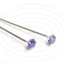 10x STR Silver Head Light Amethyst CZ Crystal Headpins 40mm