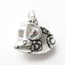 1x Antique 925 Sterling Silver Chinese Zodiac Rat/mice Dangle Charm Pendant