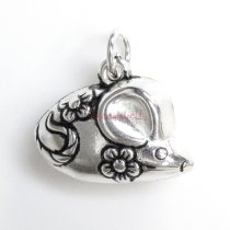 1x Antique 925 Sterling Silver Chinese Zodiac Rat/mice Dangle Charm Pendant
