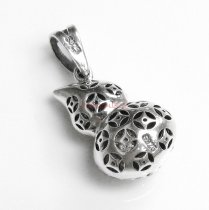 1x Antique 925 Sterling Silver Marcasite Feng Shui Calabash Gourds Lotus Flower Dangle Charm Pendant w/ Bail Clasp