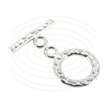 1x Sterling Silver Textured Bead Toggle clasp 12mm