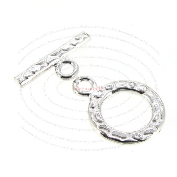 1x Sterling Silver Textured Bead Toggle clasp 12mm