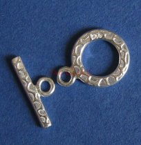 1x Sterling Silver Textured Bead Toggle clasp 12mm