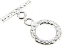1x Sterling Silver Textured Bead Toggle Clasp - 12mm Modern Closure