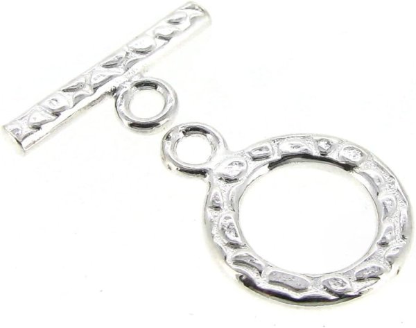 1x Sterling Silver Textured Bead Toggle Clasp - 12mm Modern Closure
