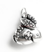 1x Antique 925 Sterling Silver Chinese Zodiac Rabbit Dangle Charm Pendant