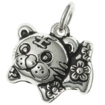 1x Antique 925 Sterling Silver Chinese Zodiac Tiger Dangle Charm Pendant