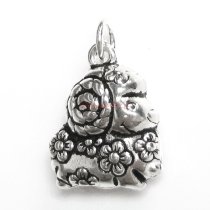 1x Antique 925 Sterling Silver Chinese Zodiac Sheep Dangle Charm Pendant