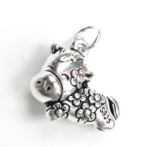1x Antique 925 Sterling Silver Chinese Zodiac Horse Dangle Charm Pendant