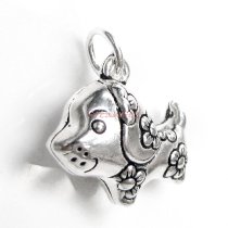 1x Antique 925 Sterling Silver Chinese Dog Dangle Charm Pendant