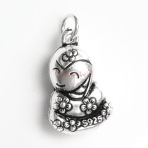 1x Antique 925 Sterling Silver Chinese Zodiac Snake Dangle Charm Pendant