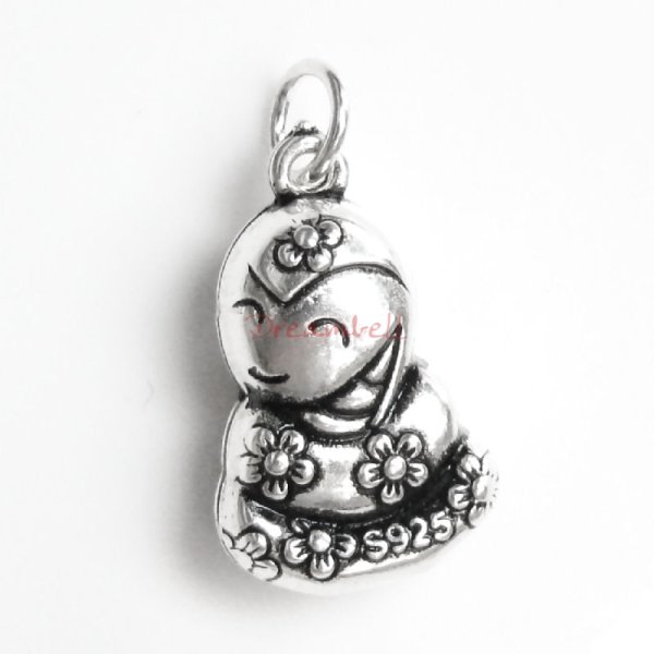 1x Antique 925 Sterling Silver Chinese Zodiac Snake Dangle Charm Pendant