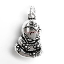 1x Antique 925 Sterling Silver Chinese Zodiac Snake Dangle Charm Pendant