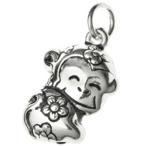 1x Antique 925 Sterling Silver Chinese Zodiac Monkey Dangle Charm Pendant