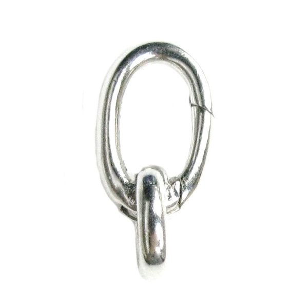 1x Rhodium on Sterling Silver Oval Lobster Clasp Bead Charm Connector Bail