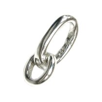 1x Rhodium on Sterling Silver Oval Lobster Clasp Bead Charm Connector Bail
