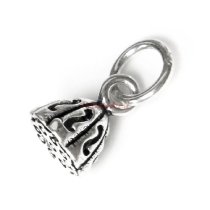 2x Antique 925 Sterling Silver Gourds Lotus Flower Dangle Charm Pendant 8.5mm
