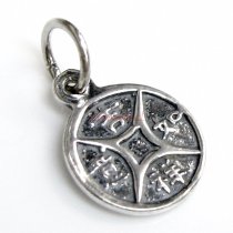 2x Antique 925 Sterling Silver Chinese Good Luck Coin Dangle Charm Pendant