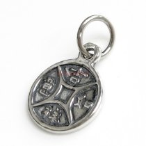 2x Antique 925 Sterling Silver Chinese Good Luck Coin Dangle Charm Pendant