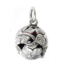 1x Antique 925 Sterling Silver Round Gourds Lotus Flower Dangle Charm Pendant