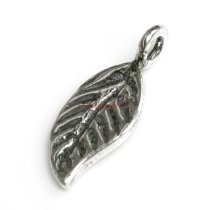 2x Antique 925 Sterling Silver Long Leaf Dangle Charm Pendant
