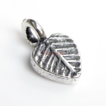 2x Antique 925 Sterling Silver Heart Leaf Dangle Charm Pendant
