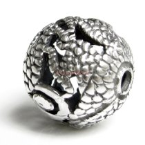 1x Antique 925 Sterling Silver Chinese Dragon Focal Bead 14mm