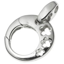 1x Rhodium on Sterling Silver Round Flower Clasp Bead Charm Connector Bail 15mm
