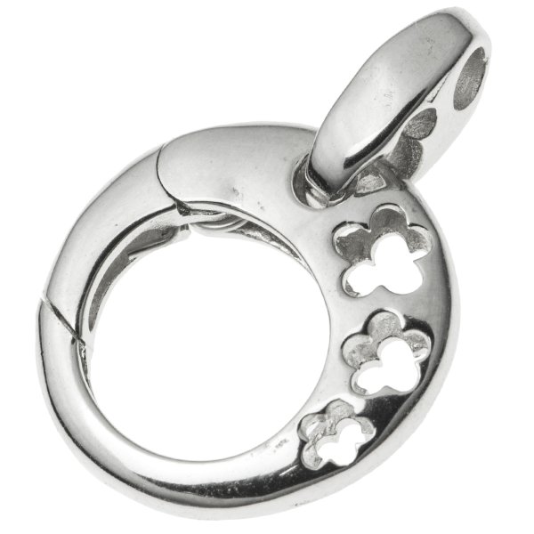 1x Rhodium on Sterling Silver Round Flower Clasp Bead Charm Connector Bail 15mm