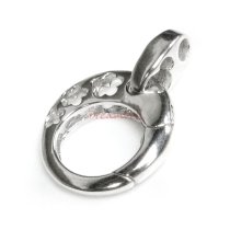 1x Rhodium on Sterling Silver Round Flower Clasp Bead Charm Connector Bail 15mm