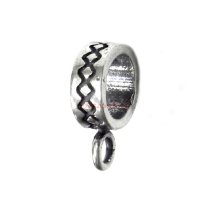 2x Antique 925 Sterling Silver Round Enthic Bead Pendant Charm Connector Cord Ring Slide
