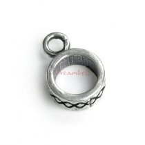 2x Antique 925 Sterling Silver Round Enthic Bead Pendant Charm Connector Cord Ring Slide