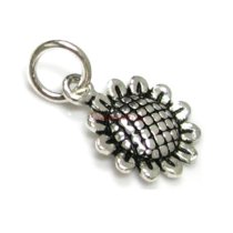 2 x Sterling Silver Sunflower Flower Charm Pendant 11mm