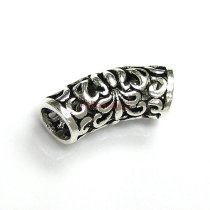 1x Bali Sterling Silver Butterfly Flower Leaf Curved Tube Spacer Bead Slide Pendant 14mm