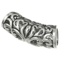 1x Bali Sterling Silver Butterfly Flower Leaf Curved Tube Spacer Bead Slide Pendant 14mm