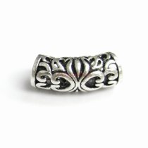 1x Bali Sterling Silver Butterfly Flower Leaf Curved Tube Spacer Bead Slide Pendant 14mm