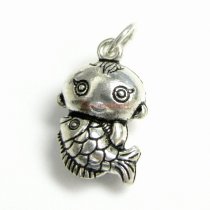 1x Sterling Silver Boy Fish Fairy Tale Mermaid Dangle Charm Pendant
