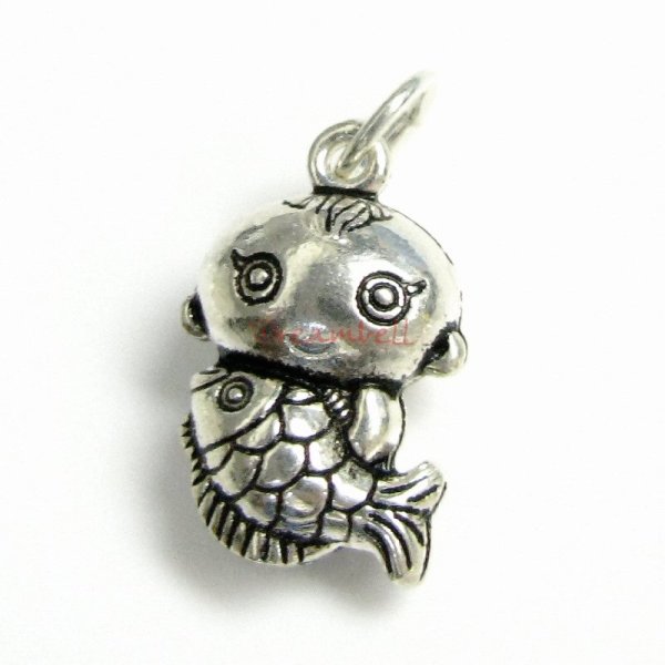 1x Sterling Silver Boy Fish Fairy Tale Mermaid Dangle Charm Pendant