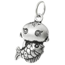 1x Sterling Silver Boy Fish Fairy Tale Mermaid Dangle Charm Pendant