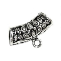 Bali Sterling Silver Flower Butterfly Leaf Curved Tube Bead Pendant Connector Slide Bail 14mm