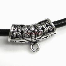 Bali Sterling Silver Flower Butterfly Leaf Curved Tube Bead Pendant Connector Slide Bail 14mm