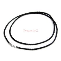 1x Rhodium on Sterling Silver Black 2mm Silk Cord Necklace 20″ w/ Spring Ring
